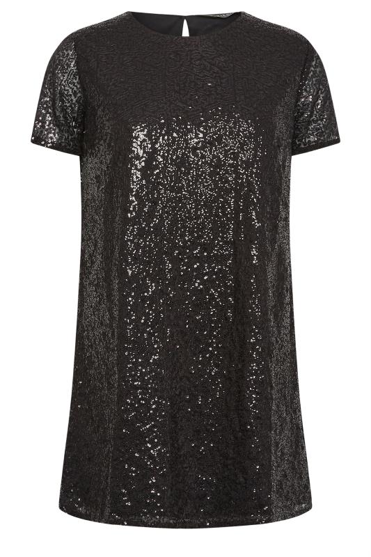PixieGirl Black Sequin T-Shirt Dress | PixieGirl  7