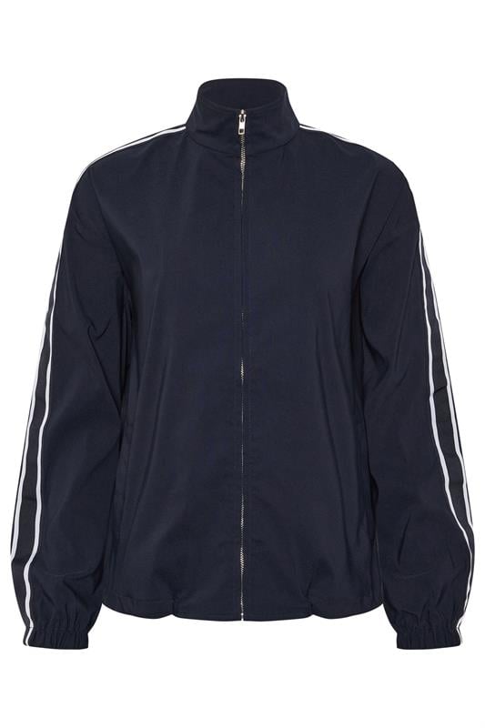 PixieGirl Petite Women's Navy Blue Side Stripe Zip Jacket | PixieGirl 1