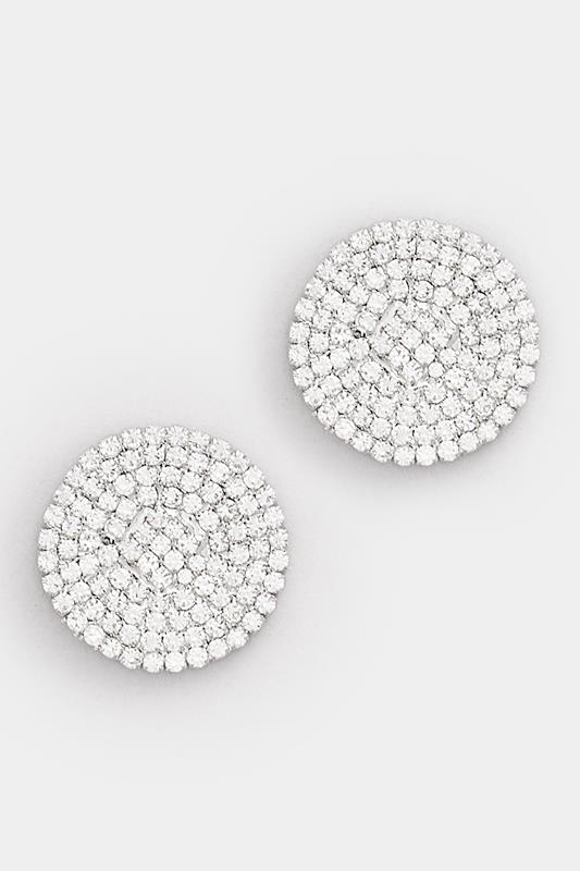 Silver Tone Diamante Disc Stud Earrings | Yours Clothing 2