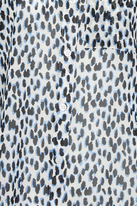 Petite Blue & White Leopard Print Oversized Shirt | PixieGirl 5