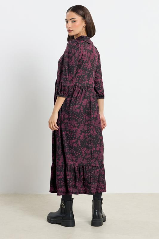 PixieGirl Petite Women's Burgundy Red Abstract Midaxi Dress | PixieGirl 3