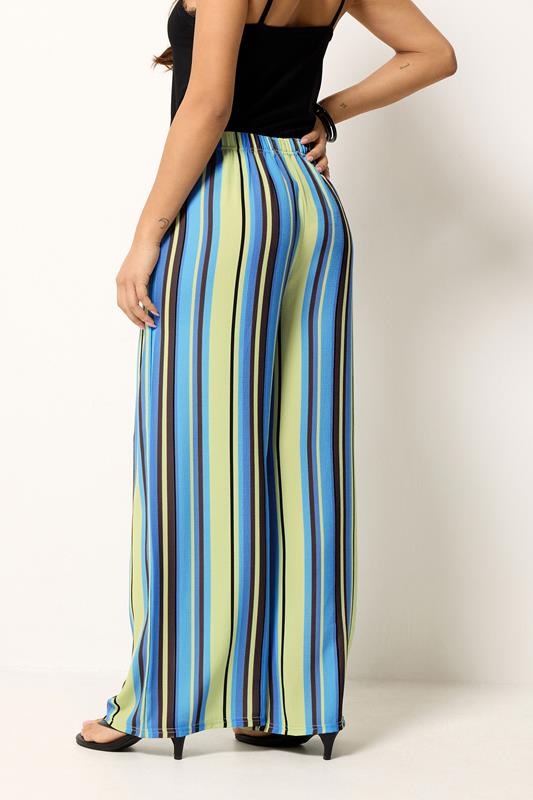 PixieGirl Petite Blue Striped Wide Leg Trousers | PixieGirl 2