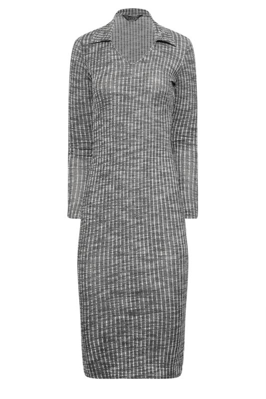 Petite Grey Ribbed Collar Bodycon Midi Dress | PixieGirl 6