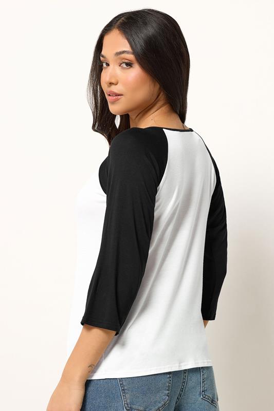 PixieGirl Petite Women's Black Contrast Sleeve T-Shirt | PixieGirl 2