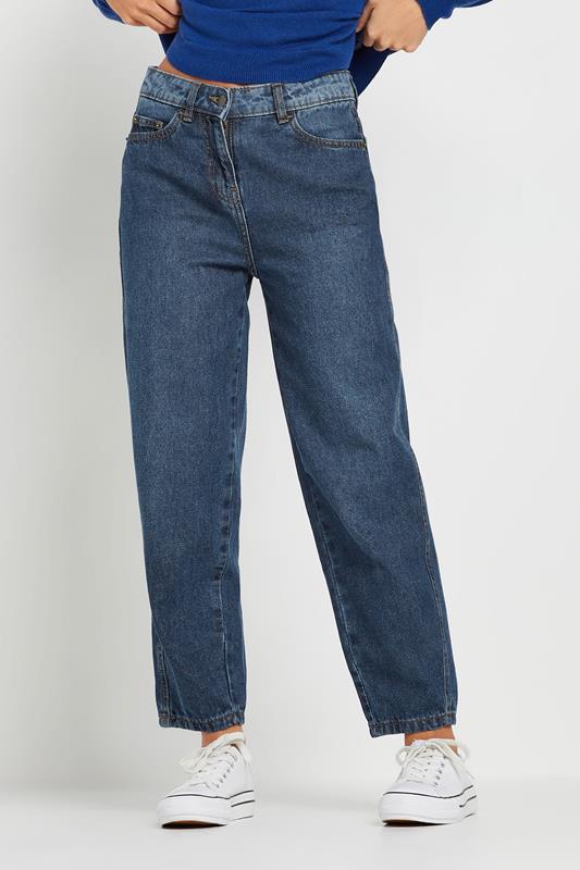 PixieGirl Petite Women's Dark Blue Non-Stretch Barrel Leg Jeans | PixieGirl 3
