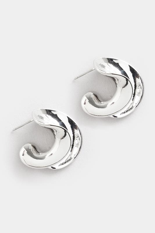 Silver Tone Twisted Stud Earrings | Yours Clothing 2