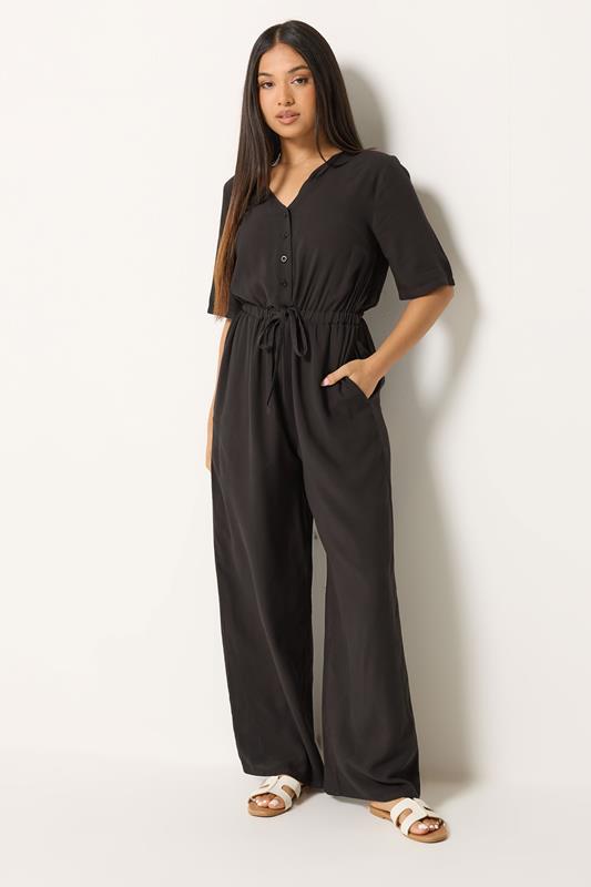  M&Co Petite Chocolate Brown Tie Waist Jumpsuit
