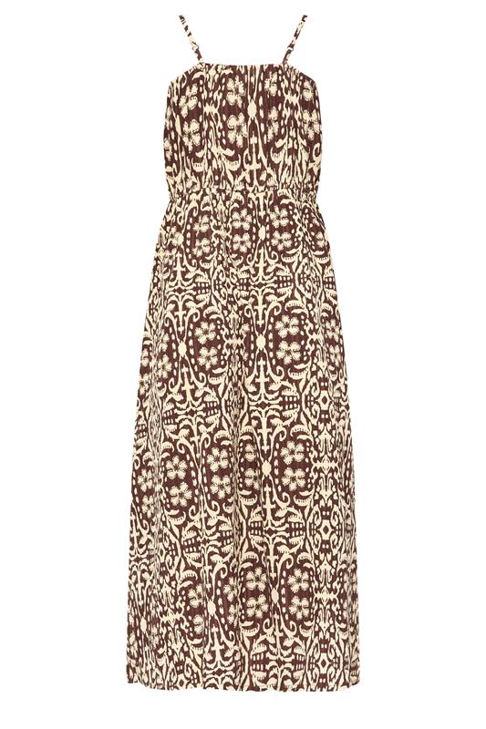 PixieGirl Petite Women's Brown Tile Print Midi Dress | PixieGirl  2