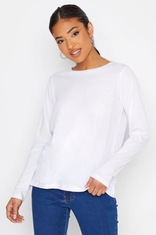 Petite White Long Sleeve T-Shirt | PixieGirl