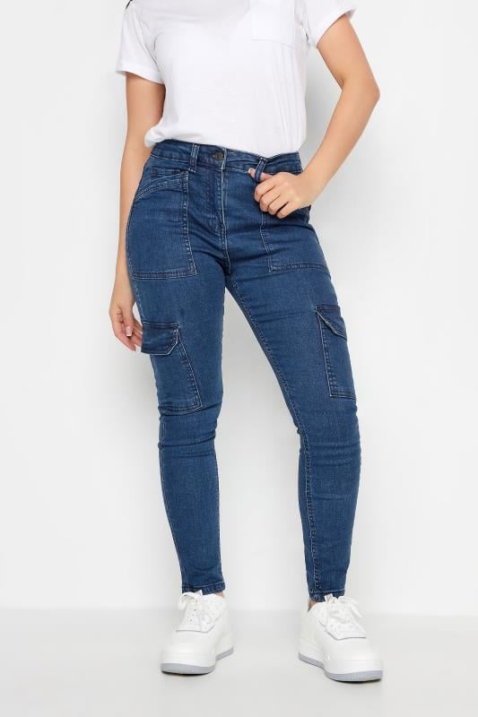 PixieGirl Petite Womens Blue Pocket Detail Cargo Skinny Jeans | PixieGirl 2