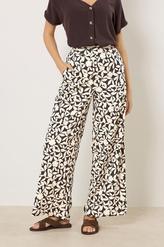  M&Co Brown Floral Wide Leg Trousers