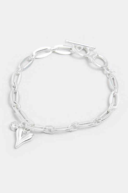 Silver Tone Heart Polished Charm Bracelet | Yours Clothing 2