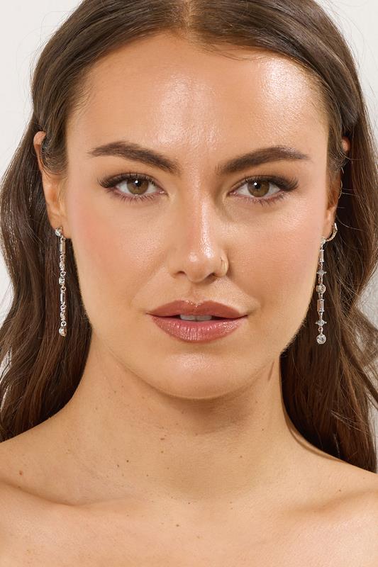 9 PACK Silver Tone Diamante Mixed Earring Set | Yours Clothing 2