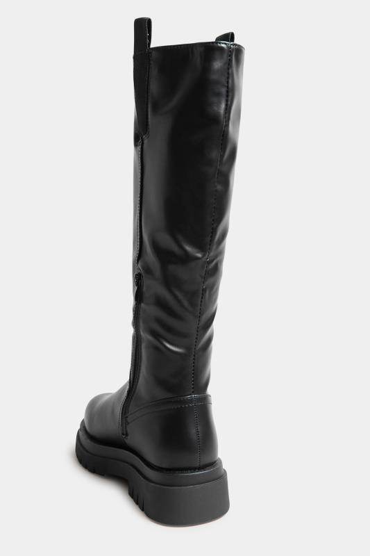PixieGirl Black Pull On Knee High Boots In Standard Fit | PixieGirl 4