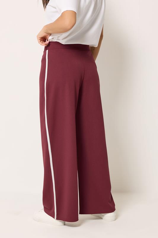 M&Co Petite Berry Red Pintuck Side Stripe Trousers | M&Co 4