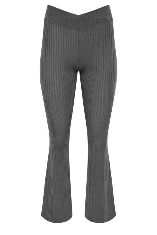 PixieGirl Grey V-Waist Ribbed Flare Trousers | PixieGirl 6