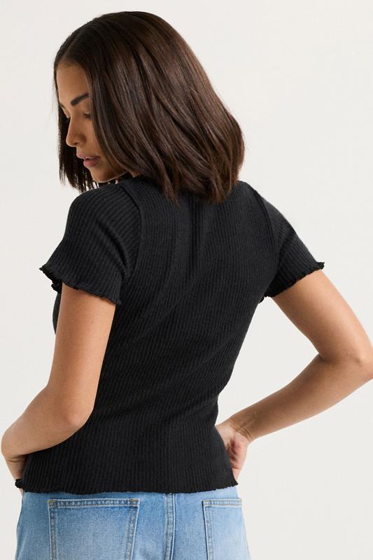 PixieGirl Petite Women's Black Soft Touch Bow Front Top | PixieGirl 3