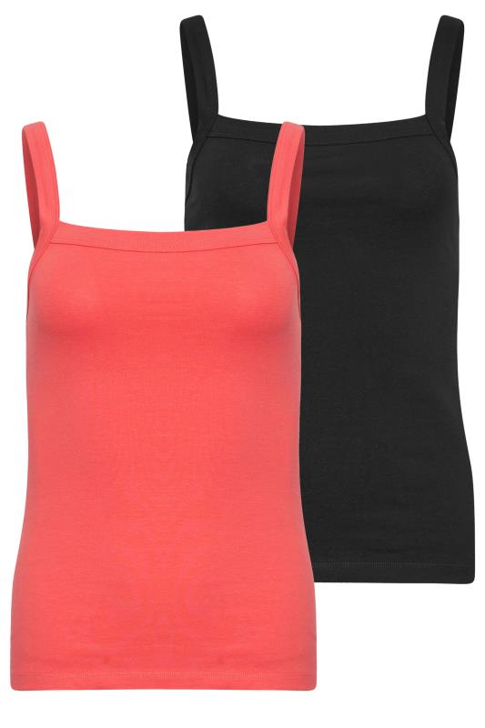PixieGirl 2 PACK Petite Women's Black & Coral Pink Square Neck Vest Tops | PixieGirl 7