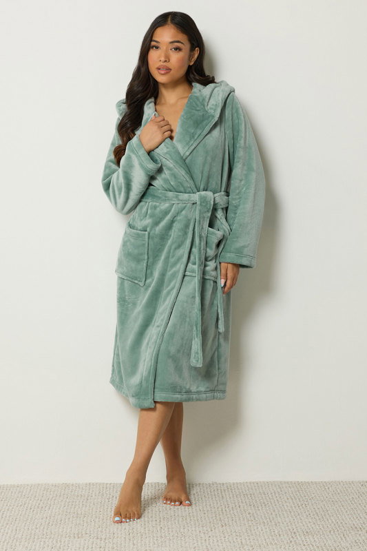 ladies short hooded dressing gown PixieGirl Petite Womens Green Super Luxe YGroup_DMW39B