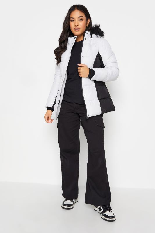 PixieGirl Black & White Colourblock Hooded Puffer Jacket | PixieGirl