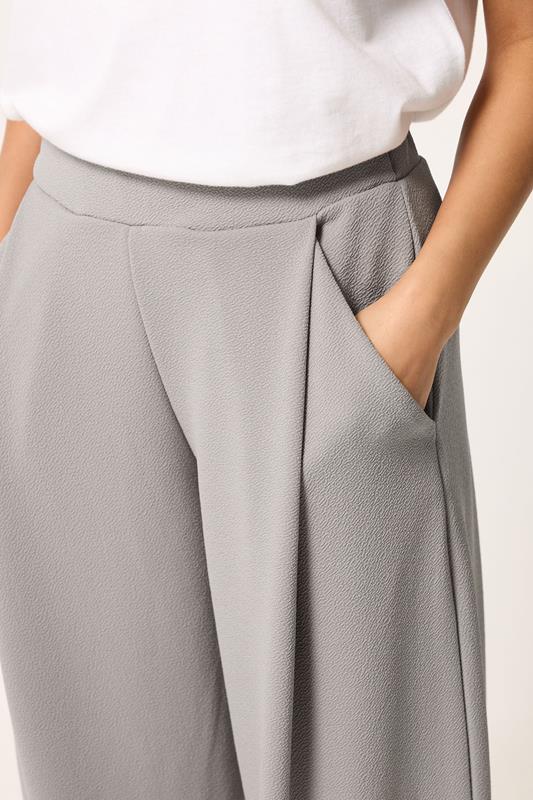 PixieGirl Petite Women's Grey Crinkle Barrel Leg Trousers | PixieGirl 4