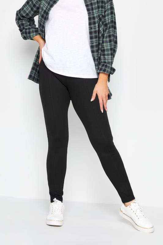  M&Co Black Ponte Seam Detail Leggings