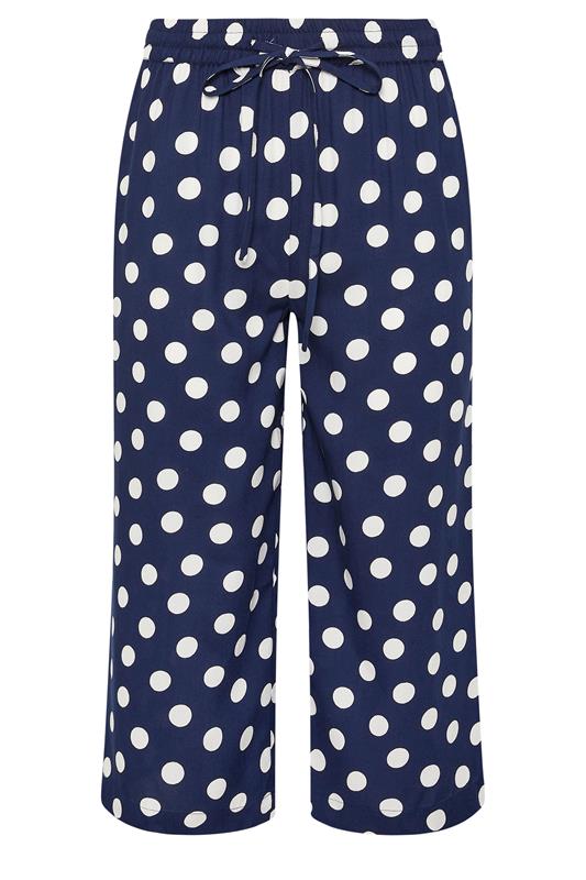 M&Co Navy Blue Polka Dot Cropped Trousers | M&Co 5
