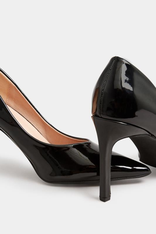 PixieGirl Black Patent Pointed Court Shoes In Standard Fit | PixieGirl 4