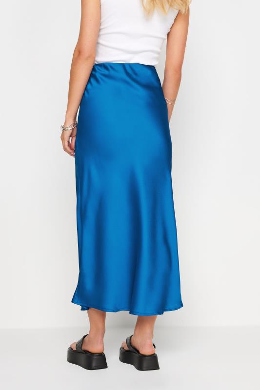 PixieGirl Petite Women's Cobalt Blue Satin Midaxi Skirt | PixieGirl 4