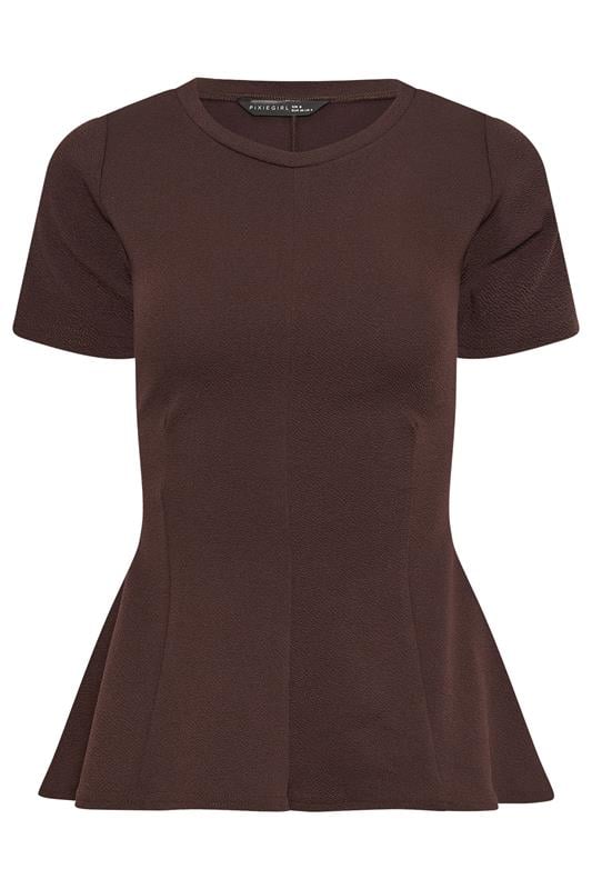 Petite  PixieGirl Petite Chocolate Brown Cinched Waist Top