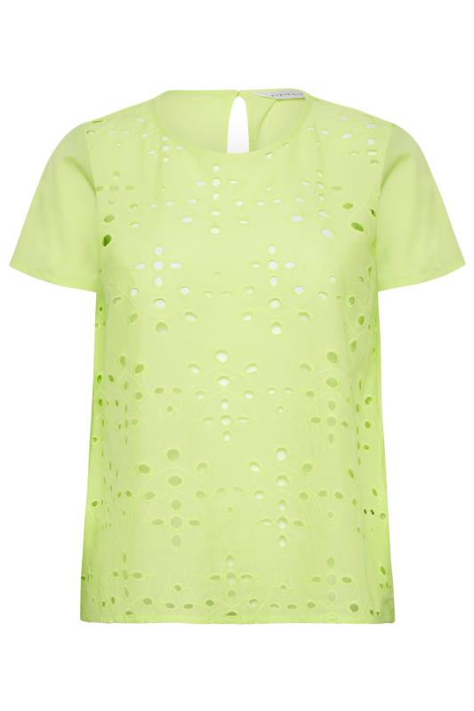 Petite Lime Green Broderie Short Sleeve Top | PixieGirl 6
