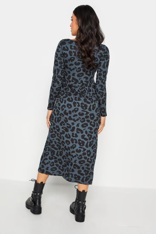 Petite Grey Leopard Print Long Sleeve Midi Dress | PixieGirl 3