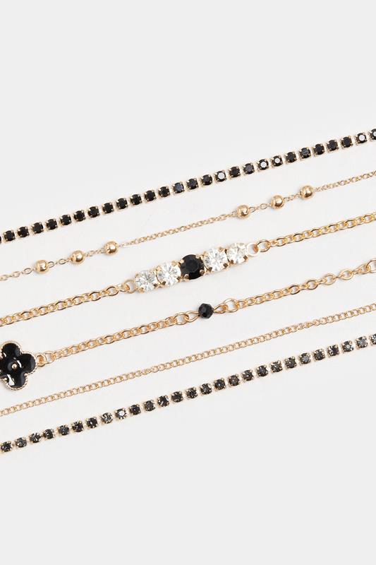 6 PACK Gold Tone Diamante Choker Necklace | Yours Clothing 3