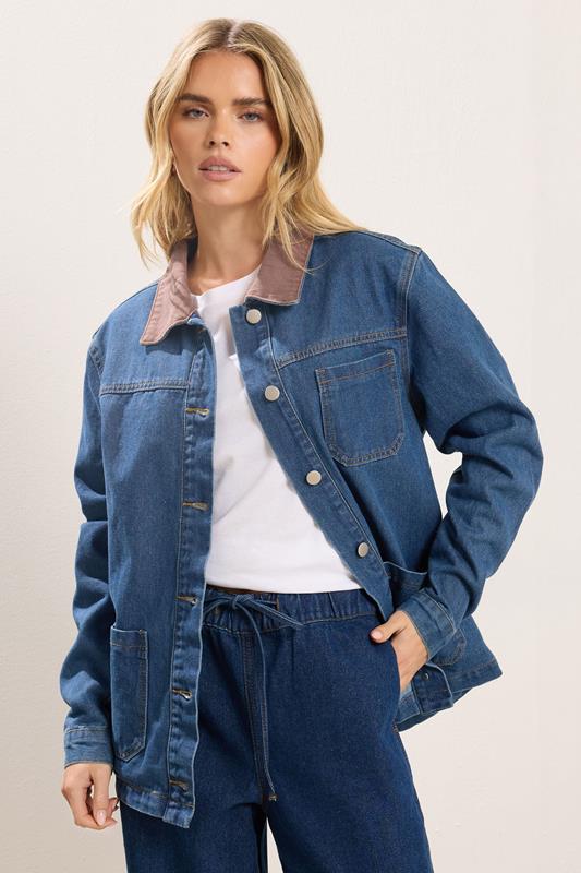 Petite  PixieGirl Petite Denim Blue Cord Collar Jacket