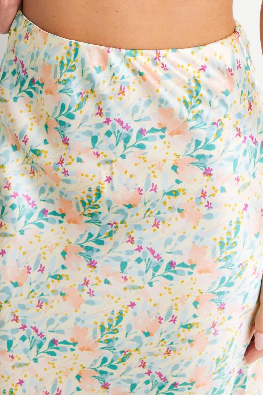 PixieGirl Petite Women's Pink Floral Print Satin Midaxi Skirt | PixieGirl 4