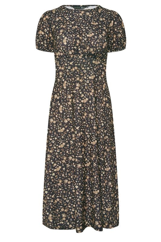 PixieGirl Petite Women's Brown Ditsy Floral Tea Dress | PixieGirl 1
