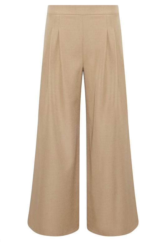PixieGirl Petite Women's Natural Brown Pleat Front Palazzo Trousers | PixieGirl 2