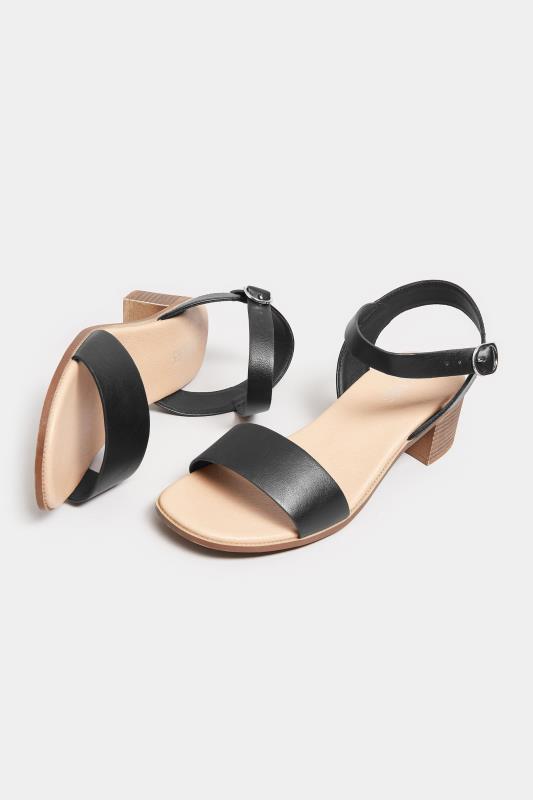 Black Strappy Low Heel Sandals In Extra Wide EEE Fit | Yours Clothing  5