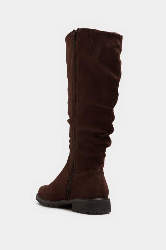 Chocolate Brown Ruched Cleated Boots In Wide E Fit & Extra Wide EEE Fit | Yours Clothing 5
