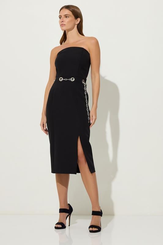 Women's  STAR Black Chain Bandeau Midi Dress