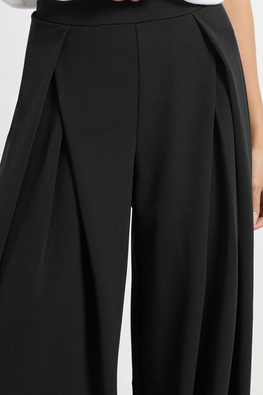 PixieGirl Petite Women's Black Wrap Pleated Wide Leg Trousers | PixieGirl  4