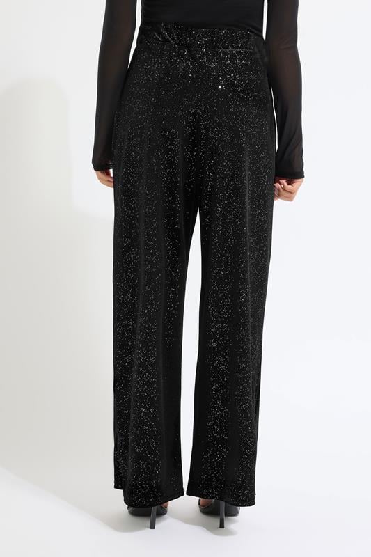 PixieGirl Petite Womens Black Velour Wide Leg Trousers | PixieGirl 3