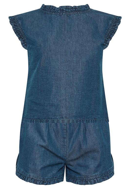 PixieGirl Petite Women's Set Blue Frill Denim Vest & Shorts | PixieGirl 9