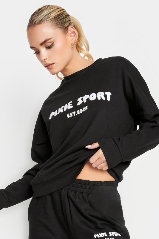 PixieGirl Petite Black 'Pixie Sport' Slogan Sweatshirt | PixieGirl  3