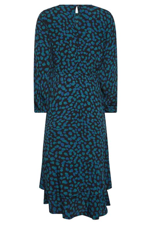 PixieGirl Blue Spot Print Tie Waist Midaxi Dress | PixieGirl 7