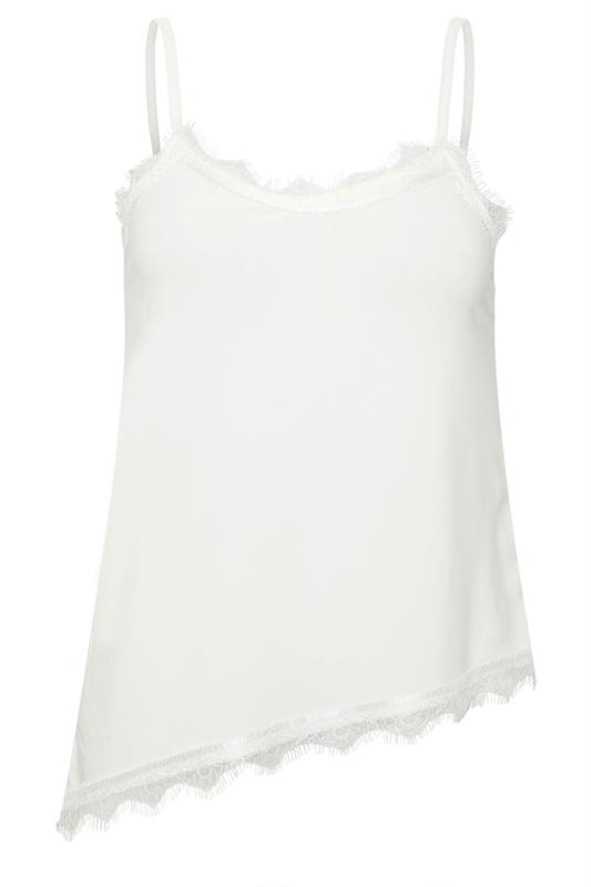 PixieGirl Petite Women's White Lace Trim Asymmetric Vest Top | PixieGirl 6