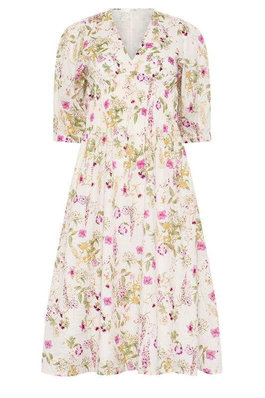 PixieGirl Petite Women's Pink Floral Midi Tea Dress | PixieGirl 5