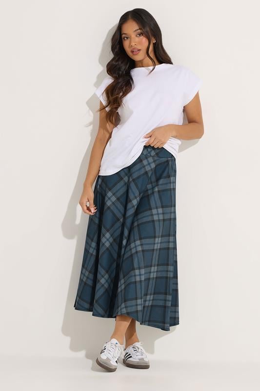 PixieGirl Petite Green Check Midi Skirt