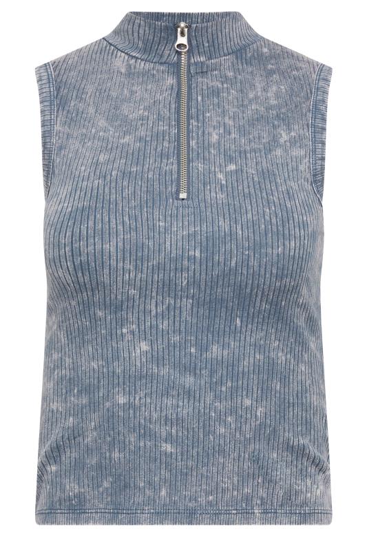 PixieGirl Petite Blue Acid Wash Zip Up Vest | PixieGirl  6