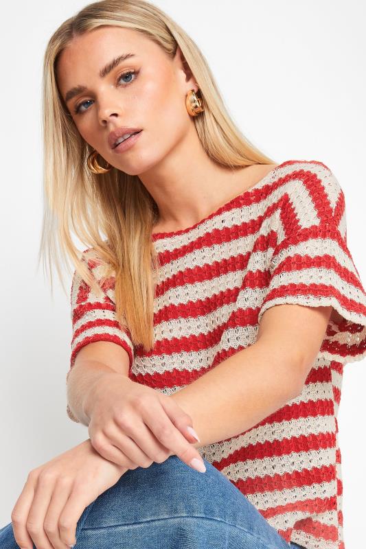Petite  PixieGirl Red Stripe Crochet T-Shirt